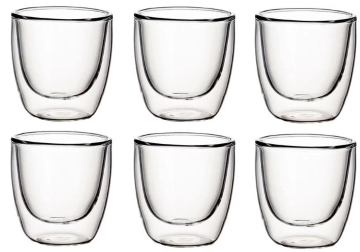 Villeroy & Boch Manufaktur Rock - 6er-Set Doppelwandige Teegläser - 250 ml - Borosilikatglas - Mikrowellen- und spülmaschinenfest