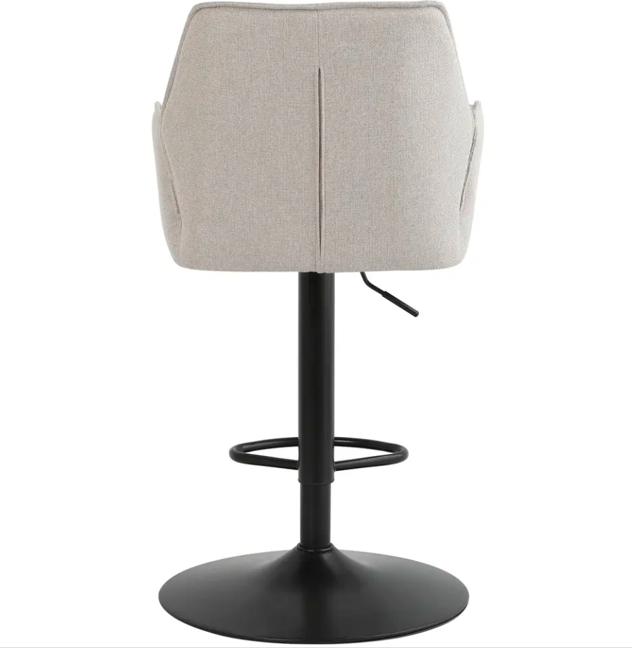 Barhocker Raffy Beige - verstellbar & drehbar - mit Armlehnen - bequemer Stoffsitz - modernes Design