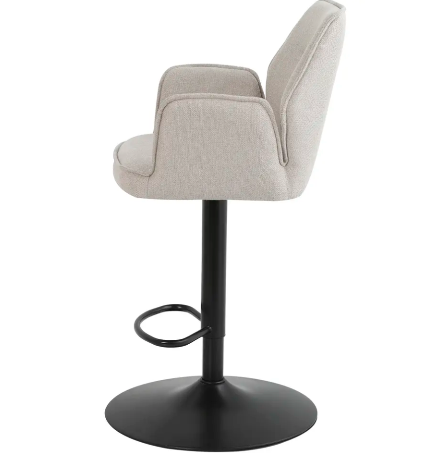 Barhocker Raffy Beige - verstellbar & drehbar - mit Armlehnen - bequemer Stoffsitz - modernes Design