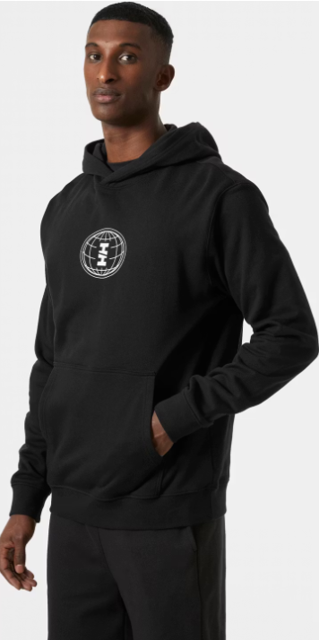helly hansen core graphic hoodie men - Größe M - schwarz - 80% Baumwolle / 20% Polyester - regular fit