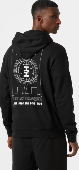 helly hansen core graphic hoodie men - Größe M - schwarz - 80% Baumwolle / 20% Polyester - regular fit