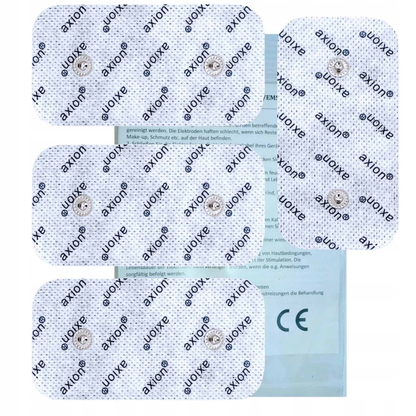 Axion Elektrodepads für Compex - Double Snap - 4er Set - 10×5 cm - Weiß/Grau
