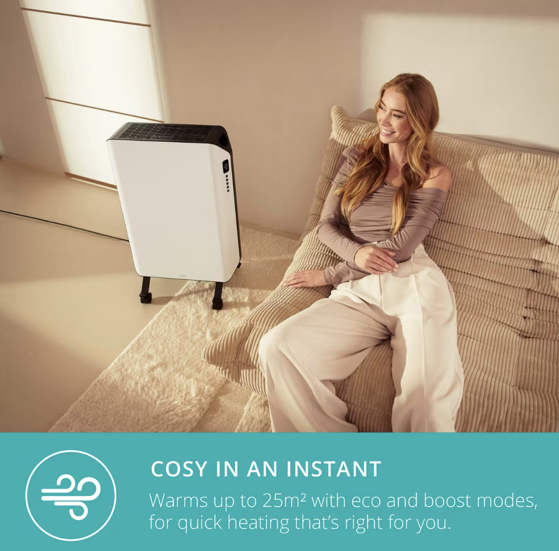 Duux Edge ölgefüllter Heizkörper - 1500 W - Smart Heating - Mit Ventilator - 46 x 32 x 71 cm - Weiß