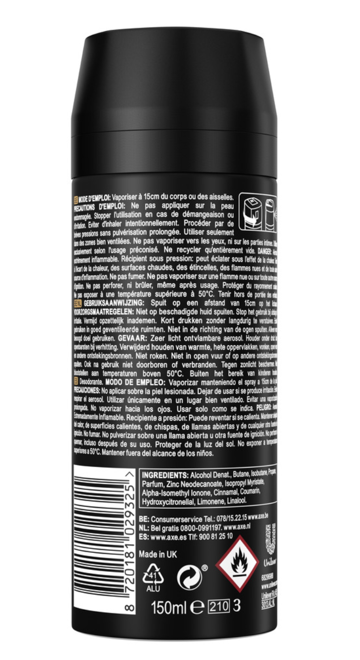 Axe Leather & Cookies Deospray 2x150 ml - Leder- und Keksduft - lang anhaltende Frische