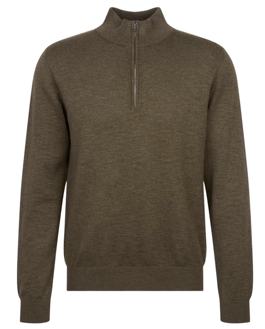 Seidensticker Quarter Zip String Pullover Männer - Olive - 3XL