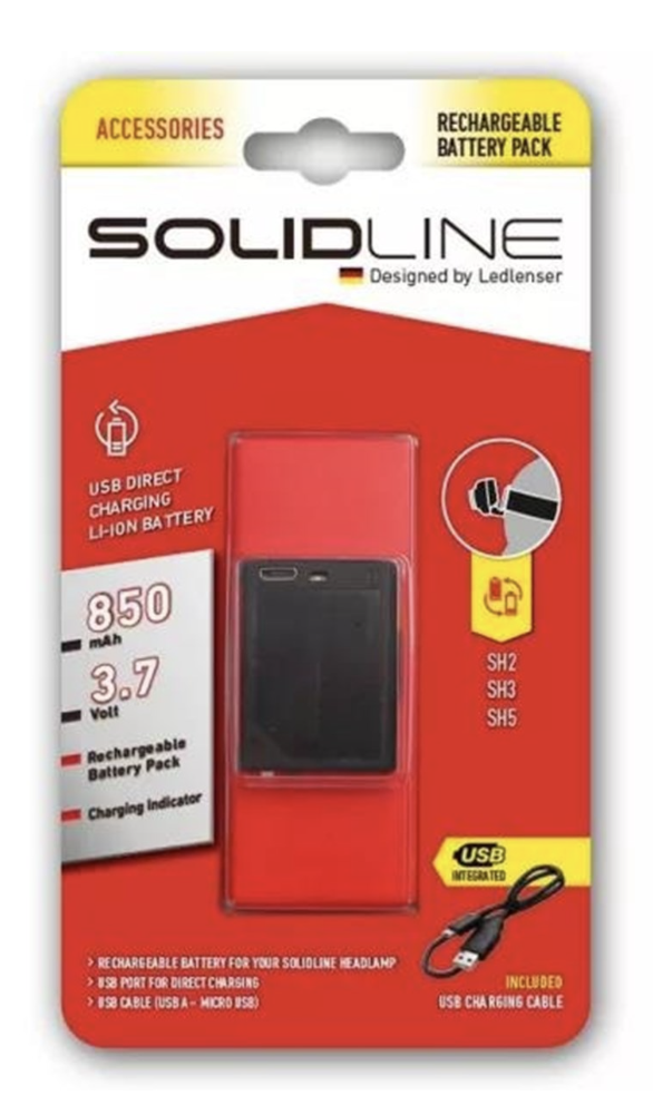 Ledlenser Solidline Lithium-Ionen-Akkupack - 850 mAh - Für SH2, SH3, SH5 - Leicht
