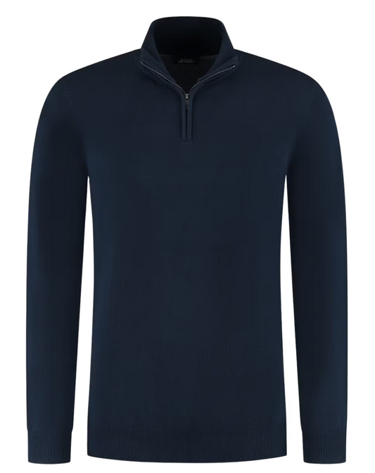 Boston Brothers Half Zip Pullover für Männer - Größe L - Zeitloser Baumwollpullover mit luxuriöser Strickerei