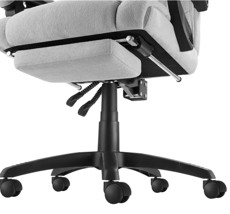 tectake Bürostuhl Jillien mit Fußstütze - Ergonomisch - Velours - Grau