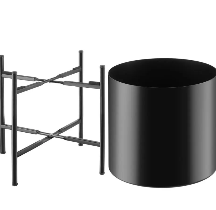 tectake Pflanzenständer Mine - 2er Set - Pulverbeschichteter Stahl - Schwarz