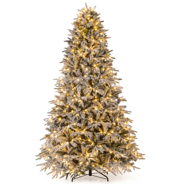 Künstlicher Weihnachtsbaum Coast 270 cm - mit Schnee und warmweißen LED-Lichtern - grün/weiß - Ø170 cm