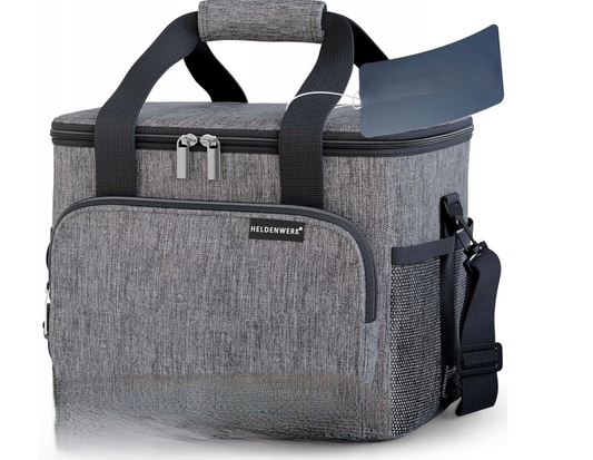Heroism isolierte Thermo-Lunchbag - 20L - grau - 34 x 26 x 26 cm - geräumige Kühltasche mit Tragegurt