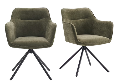 Criks Design Preston Esszimmerdrehstuhl 2 Stück - grün - 80,5 x 58 x 59 cm