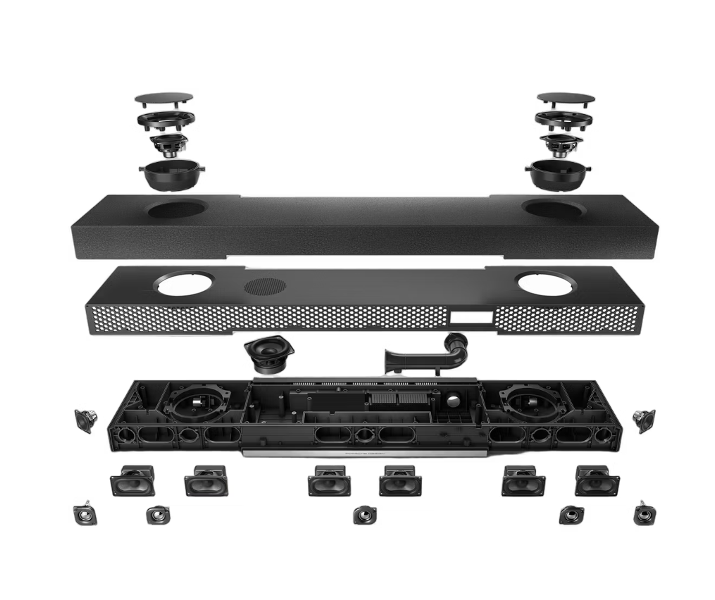 Porsche Design Soundbar PDB90 5.1.2 Dolby Atmos DTS-X - Schwarz - 1200 x 210 x 88 mm