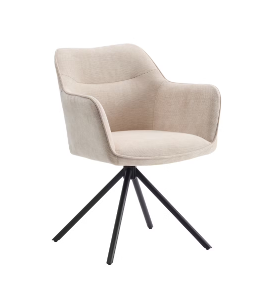 Criks Design Preston Esstisch-Drehstuhl 2er-Pack - Beige - 180° drehbar - 80,5 x 58 x 59 cm