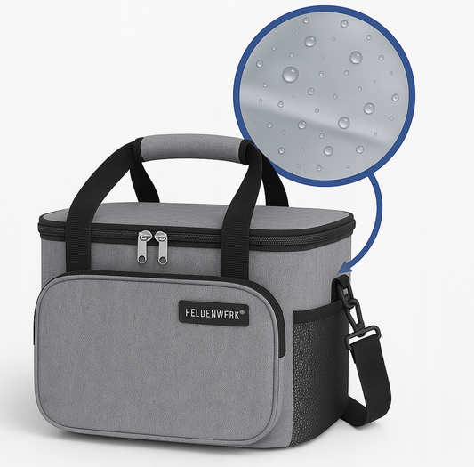 Herowerk Thermotasche Lunch- und Picknicktasche - 10L - 29x22x20 cm - hellgrau - isolierte Strand- und Kühltasche