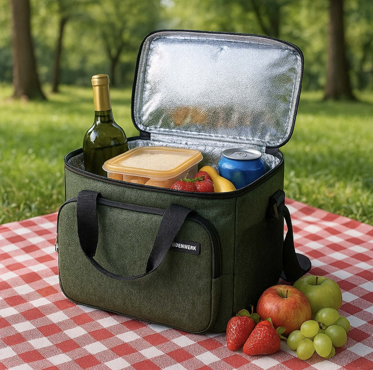 Herowerk Thermotasche Lunch- und Picknicktasche - 10L - 29x22x20 cm - hellgrau - isolierte Strand- und Kühltasche