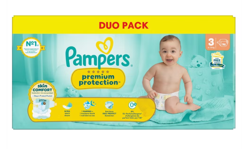 Pampers Premium Protection Windeln Größe 3 - 96 Stück - 6-10 kg - Weiß