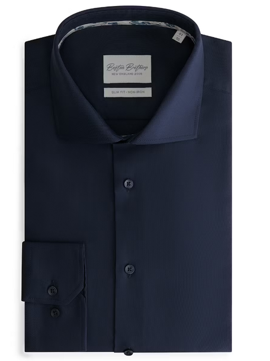 Boston Brothers Bügelfreies Hemd - Herren - Größe 42 - Navy - Oxford Weave - Slim Fit