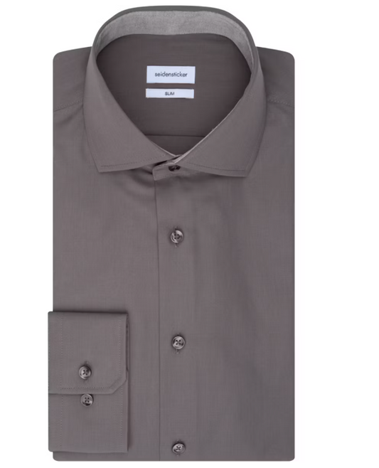 Seidensticker Business Hemd SF Spread Kent - Anthra 665 - Größe 38 - Slim Fit - 100% Baumwolle