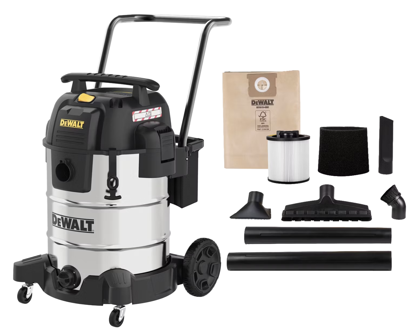 DeWalt Stealthsonic Nass-/Trockensauger - 61 Liter - Edelstahl - 16,1 kg - 960 W