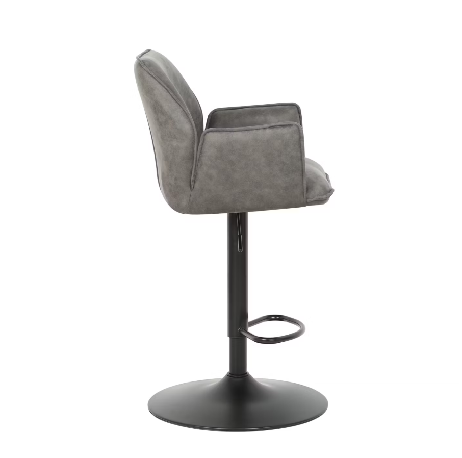 Duopack Jill Barhocker - 2x Jill Barhocker - 51 x 53 x 96-116 cm - Mikrofaser Anthrazit