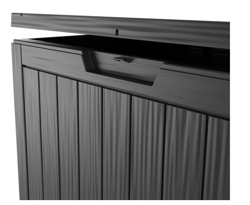 LifeGoods Aufbewahrungsbox XS 170L - Gartenkissen-Aufbewahrungsbox - Wasserdicht - Wetterfest - Holzoptik - Mit Schlosshalterung - Grau