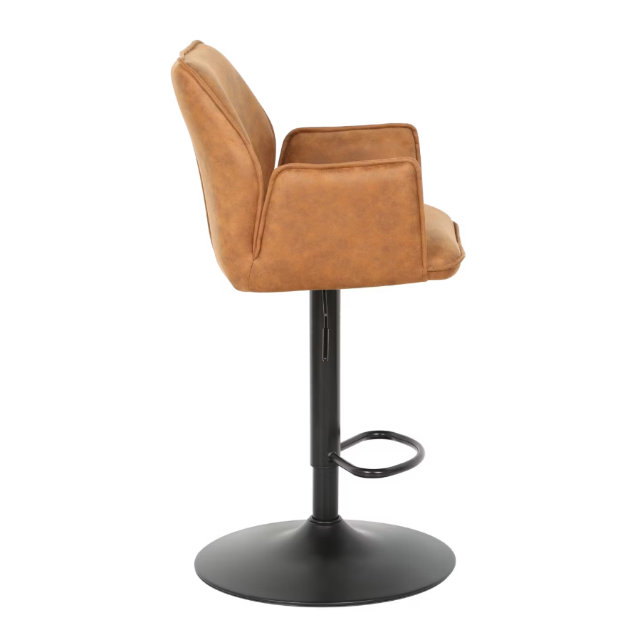 2er-Set Jill Barhocker - Verstellbar - Samt/Metall - 51x53x96-116 cm - Cognac