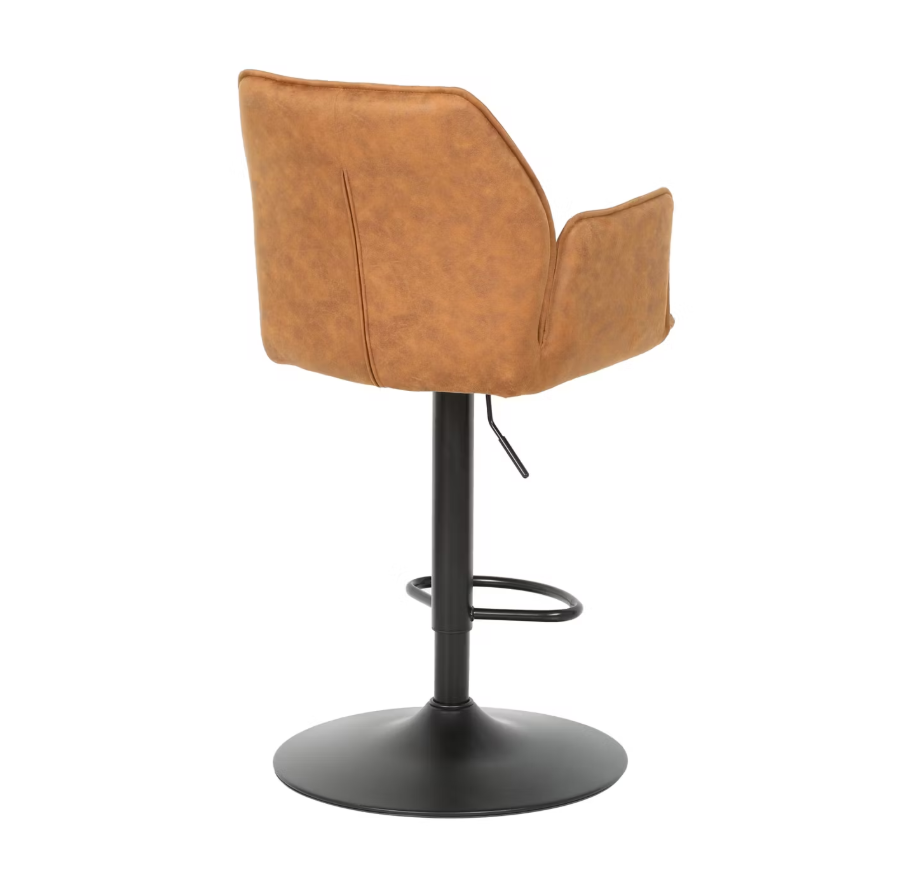 2er-Set Jill Barhocker - Verstellbar - Samt/Metall - 51x53x96-116 cm - Cognac