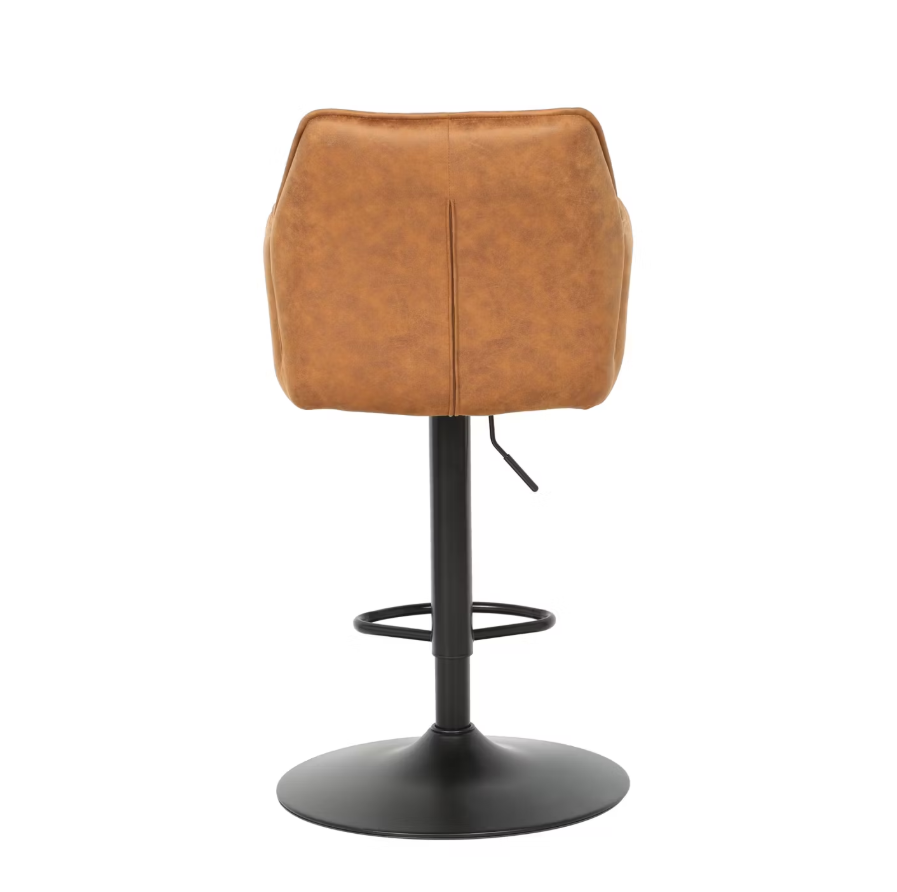 2er-Set Jill Barhocker - Verstellbar - Samt/Metall - 51x53x96-116 cm - Cognac