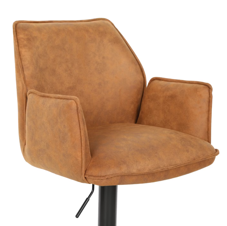 2er-Set Jill Barhocker - Verstellbar - Samt/Metall - 51x53x96-116 cm - Cognac