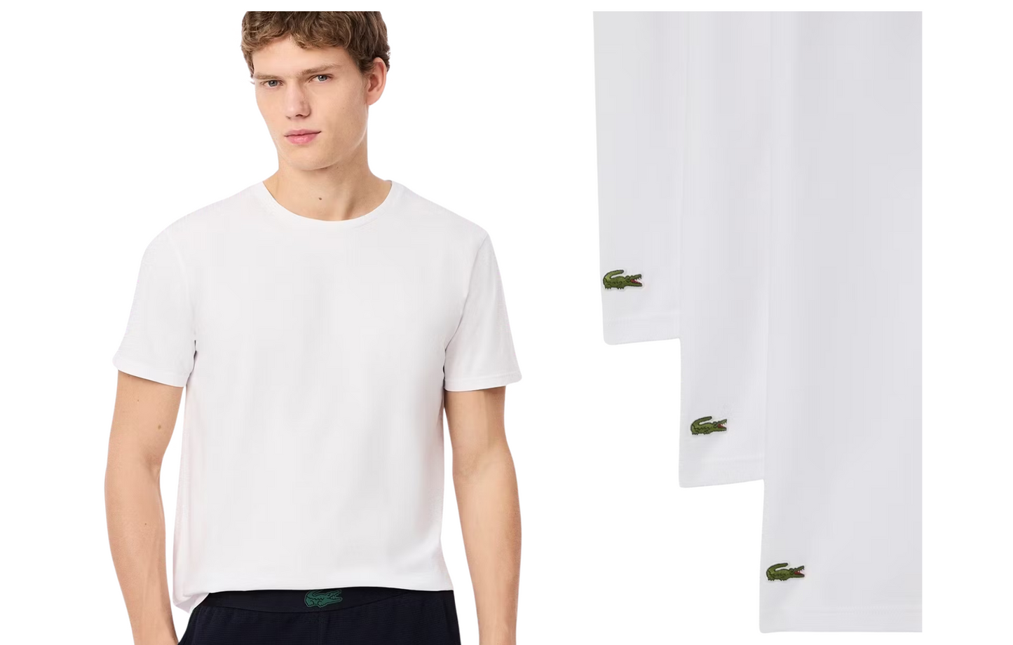 Lacoste Basic T-Shirts Herren | Slim Fit | 100% Baumwolle Jersey | 6 Stück