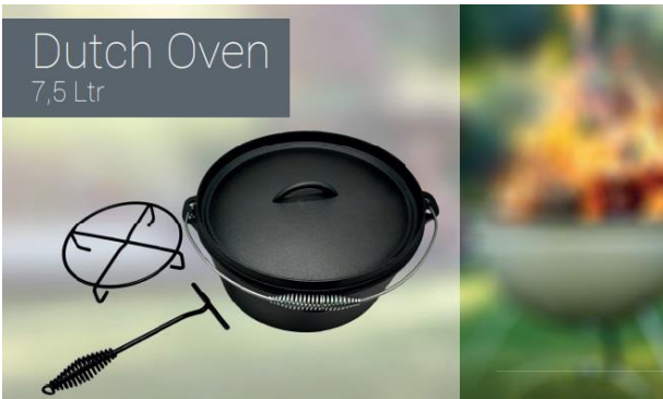 Westerholt Dutch Oven 7.5L - Gusseiserner Kochtopf mit Deckel - Für offenes Feuer und Grill - Langlebig und robust