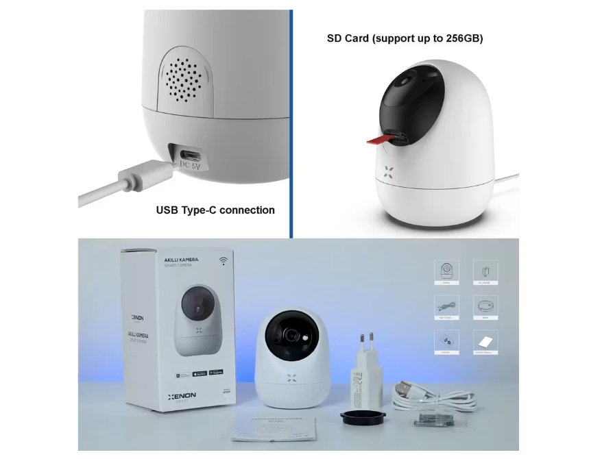 2x Xenon Smart Indoor Camera - 3 MP X7207 - Drahtlos - App-kompatibel - Nachtsicht & Personenerkennung