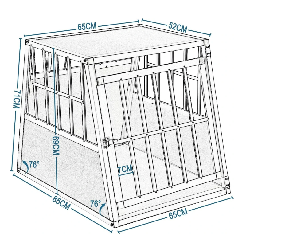 Eugad 0048HT Aluminium Hundetransportbox - XL-Autobox - sicherer Transport für große Hunde