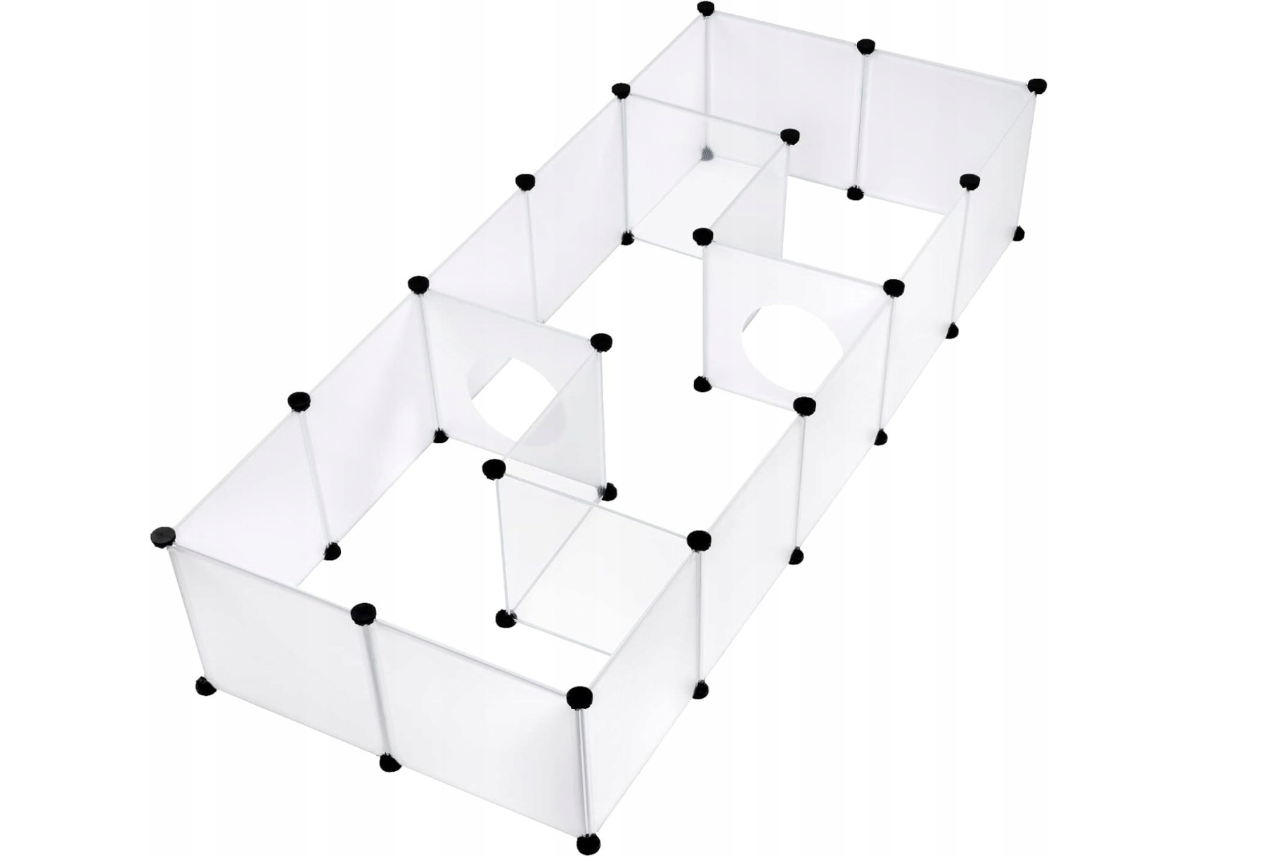 Woltu Faltbarer Spielkäfig für kleine Haustiere - Weiß - 175 x 75 x 35 cm