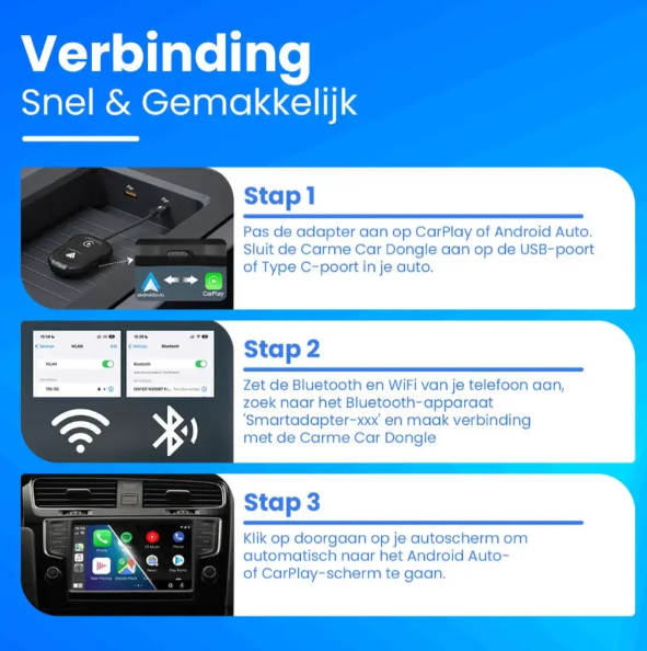 CarMe Luxe 2-in-1 Auto-Dongle - Wireless CarPlay & Android Auto - 5GHz Verbindung - USB-C & USB-A - 2024 Modell - Schwarz