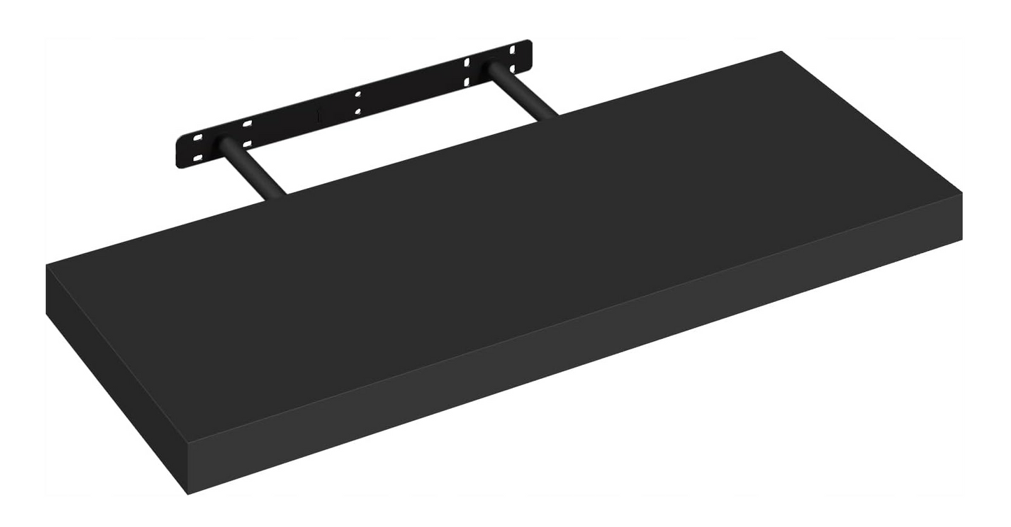 Esituro Hängendes Wandregal Schwarz 80 x 23 x 3,8 cm - Modernes schwebendes Bücherregal