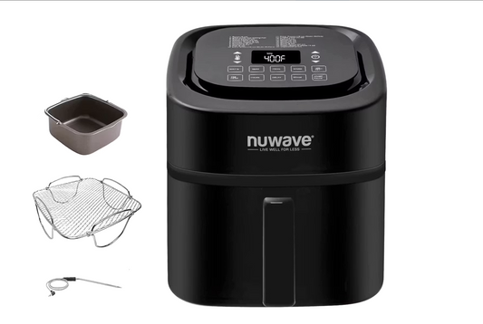 Nuwave Brio Digital Heißluftfritteuse 6L - 26,6 x 26,6 x 33 cm - Leistungsstarke 1800W Luftfritteuse mit Grillfunktion