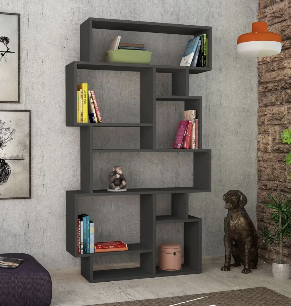 Kalune Design Woody Bücherregal - 168 x 96 x 26 cm - Anthrazit