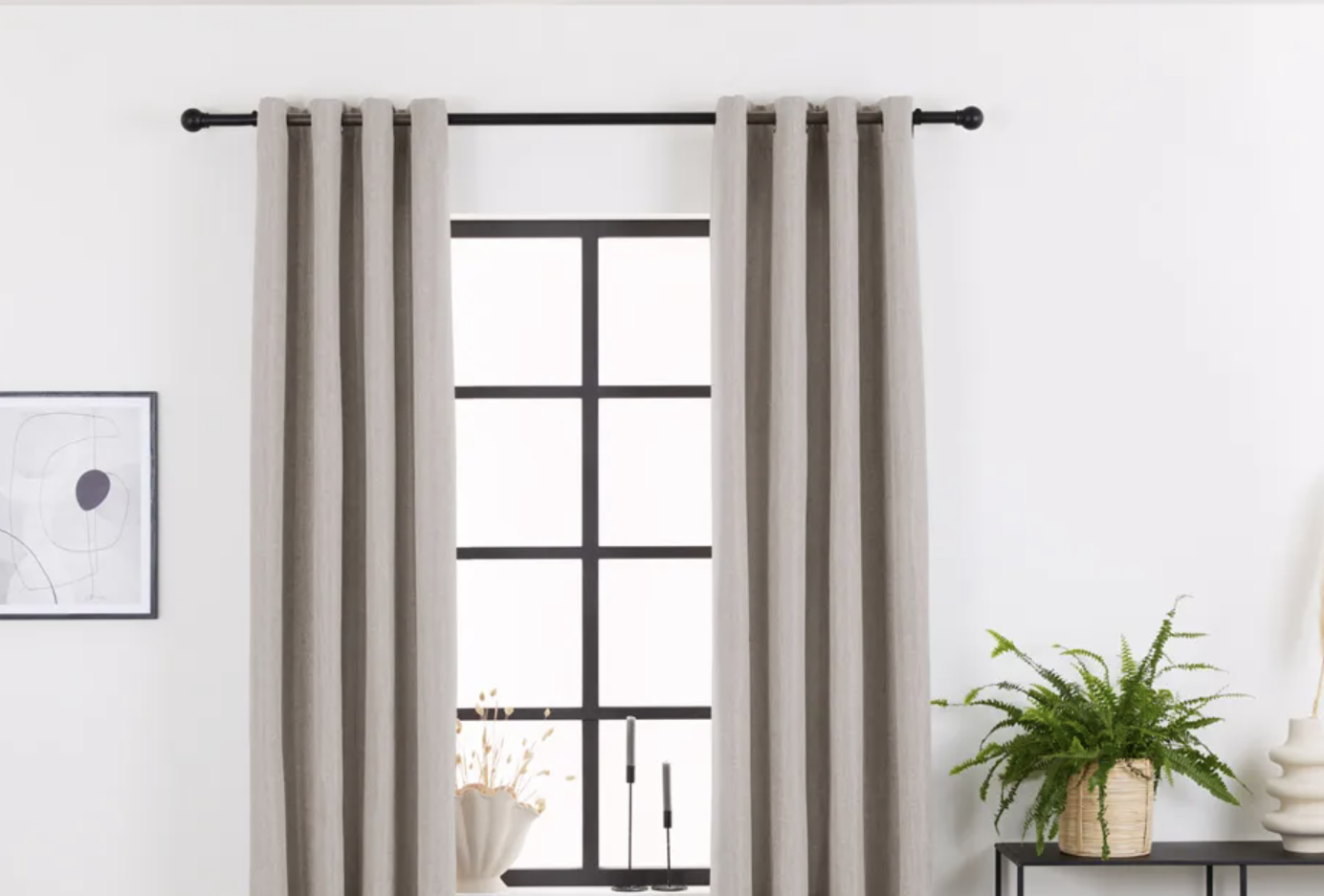 Outspot Luxury Woven Blackout Curtain mit Haken und Ringen - Beige - 150 x 260 cm