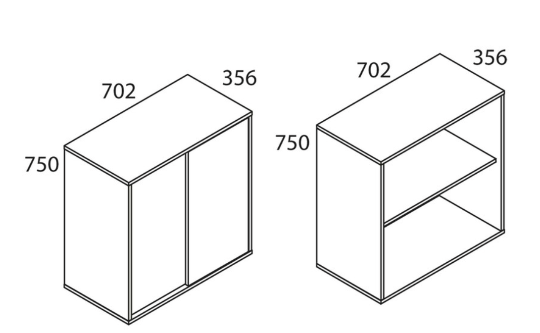 Vcm Vandol Aufbewahrungsschrank mit 2 Türen und Einlegeboden – 75 x 70 x 36 cm