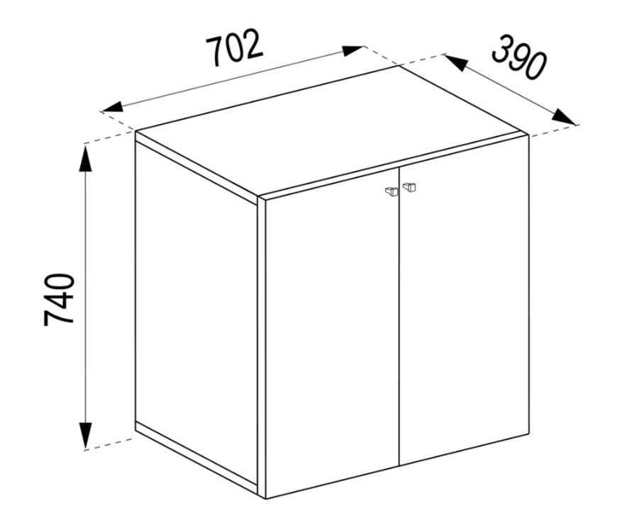 Vcm Vandol Aufbewahrungsschrank mit 2 Türen und Einlegeboden – 75 x 70 x 36 cm
