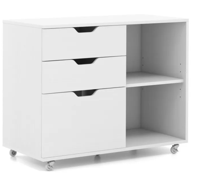 COAST Mobiler Archivschrank mit 3 Schubladenauszügen - Bis 130 kg - Verstellbar - 81 x 40 x 66 cm - Weiß