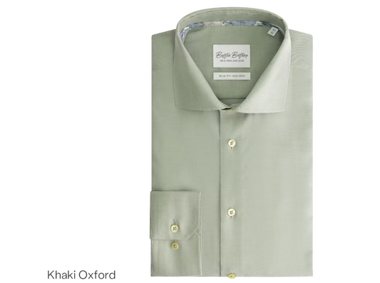 Boston Brothers Wide Spread Shirt Herren - Farbe Khaki Oxford - Größe M