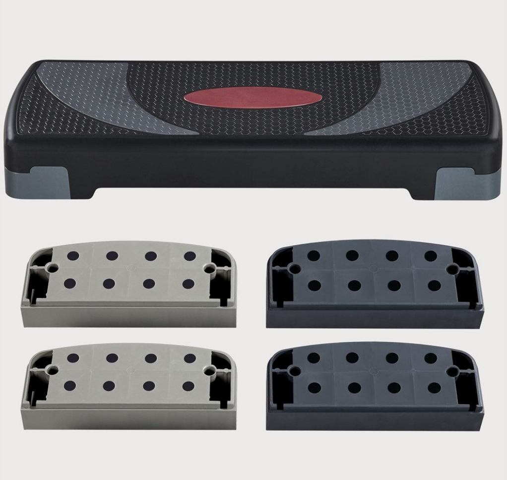 Yaheetech Verstellbarer Step-Up - 79,5 x 30 x 10,5-20 cm - Schwarz mit Grau - Fitness Stepper mit 3 Höhen