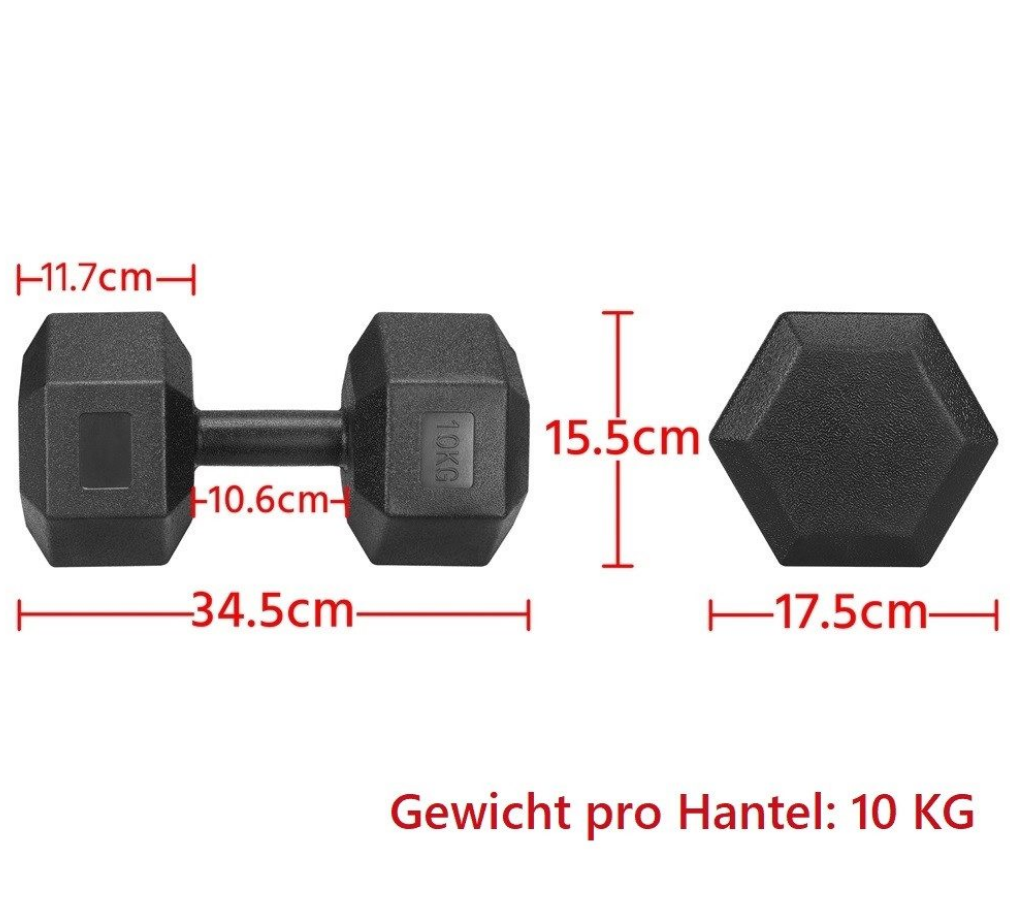 Yaheetech Hantelset 20 kg - 2x 10 kg - Schwarz - 34,5 x 17,5 x 15,5 cm