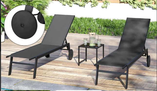 Coast Lounger Garden Set - Verstellbare Rückenlehne - Inklusive Beistelltisch - Wetterfest - Zusammenklappbar - Grau