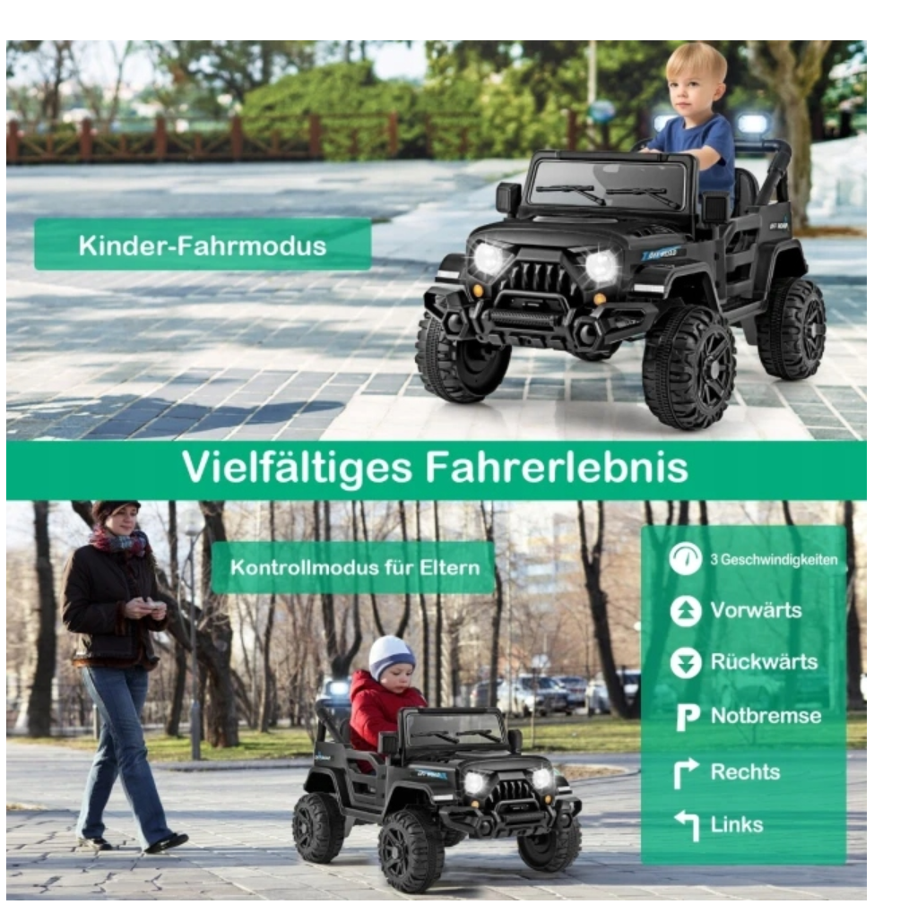 Coast Elektro-Kinderauto Schwarz - SUV mit Fernbedienung und LED-Lichtern - 99 x 62 x 62 cm