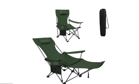 WOLTU CPS8148gn Campingstuhl - Angelstuhl 2 in 1 mit abnehmbarer Fußstütze - verstellbare Rückenlehne - grün