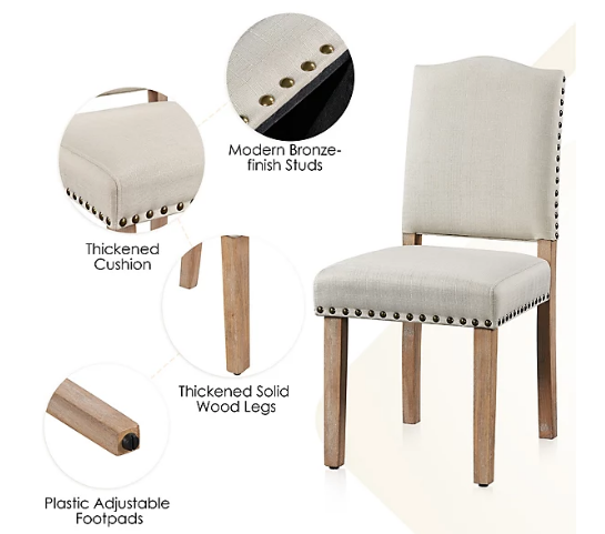 Yaheetech Esszimmerstühle - 2Stück - 136kg - Gepolstert - Beige